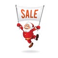 New Year Sale. Happy Santa with Sign