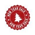 NEW YEAR SALE Scratched Stamp Seal with Fir-Tree Royalty Free Stock Photo