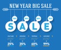 New year sale time line graph. Vector social activity infographics with balls and timeline elements