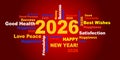 best wishes 2026 typography on red background. new year eve 2026 red design. Royalty Free Stock Photo