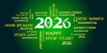 happy new year 2026 best wishes decoration. new year 2026 celebration green background. Royalty Free Stock Photo