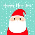 New Year. Santa Claus face head icon. Candy cane. Merry Christmas. Red hat. Moustaches, beard. Cute cartoon funny kawaii baby Royalty Free Stock Photo