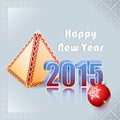 New Year scene with ornamental ball and stylized ornamental pyramid Royalty Free Stock Photo