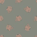 New year seamless cozy pattern with sweater pale pink silhouettes on grey background