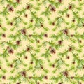 New year seamless pattern with branches of christmas tree