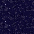 2022 new year seamless pattern space cats