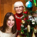 New year. senior grandma and young caucasian woman, teenager