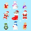 New year set with cute characters Royalty Free Stock Photo