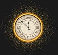 2018 new year shining background with clock. Happy new year 2018 celebration decoration poster, festive card template Royalty Free Stock Photo