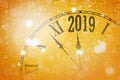 2019 New Year shining banner with clock. Vector Royalty Free Stock Photo