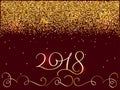 2018 New Year. Shiny Lettering Composition With Stars And Sparkles. Hand drawn holiday Calligraphy Vector illustration Royalty Free Stock Photo