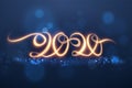 2020 new year shiny numbers vector light trail background. Royalty Free Stock Photo