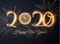 2020 new year shiny numbers vector light trail background. Royalty Free Stock Photo