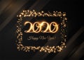 2020 new year shiny numbers vector light trail background. Royalty Free Stock Photo