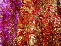 New Year shiny tinsel close-up