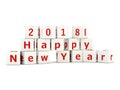 2018 New Year sign on bricks isolated on white