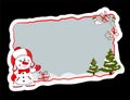 New Year sign, frame, banner with a snowman, Christmas trees and gifts Royalty Free Stock Photo