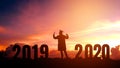 2020 New year Silhouette people graduation in 2020 years education congratulation concept ,Freedom and Happy new year Royalty Free Stock Photo