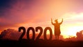 2020 New year Silhouette people graduation in 2020 years education congratulation concept ,Freedom and Happy new year Royalty Free Stock Photo