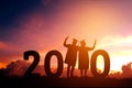 2020 New year Silhouette people graduation in 2020 years education congratulation concept ,Freedom and Happy new year Royalty Free Stock Photo