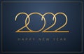 2022 New Year sleek design - golden 2022 logo on elegant dark blue background - vector illustration Royalty Free Stock Photo
