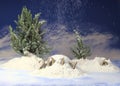 new year 2017,Snowdrift in the forest with figures of the coming new year against the background of snowfall Royalty Free Stock Photo