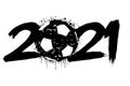 2021 New Year and a soccer ball from blots Royalty Free Stock Photo