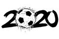 2020 New Year and a soccer ball from blots Royalty Free Stock Photo