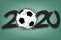 2020 New Year and a soccer ball from blots Royalty Free Stock Photo