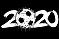 2020 New Year and a soccer ball from blots Royalty Free Stock Photo