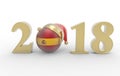New year 2018 with spain flag 3d Royalty Free Stock Photo