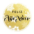 New Year in Spanish golden text Feliz Ano Nuevo greeting