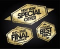 New Year Special Offer, End Of Year Final Clearance And Holiday Best Price Stamps Set, Golden Christmas Holidays Sale