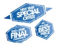 New year special offer, end of year final clearance and holiday best price stamps set