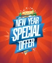 New year special offer, holiday sale banner