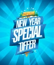 New year special offer, holiday sale web banner or flyer template