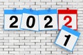 New 2022 Year Start Concept. Calendar Sheets with 2022 New Year Sign. 3d Rendering Royalty Free Stock Photo