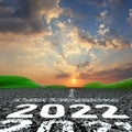 2022 2021 new year start road asphalt sky clouds transportation background - 3d rendering