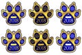 New Year Sticker of Dog Paw. Set of Stickers