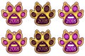 New Year Sticker of Dog Paw. Set of Stickers