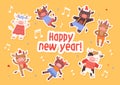 New Year stickers set