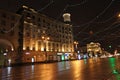 New Year street decor by night Moscow