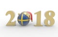 New year 2018 with sweed flag 3d Royalty Free Stock Photo
