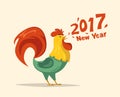New Year symbol. Fire Rooster. Cartoon vector illustration Royalty Free Stock Photo