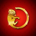 New Year symbol 2016 gold monkey design