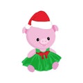 Cute pig New year 2019 symbol little piglet character, teddy-bear piggy toy.