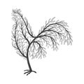New Year symbol stylized branches cock. For use as logos on car