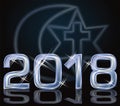 New 2018 year with symbols of three religions, wallpaper