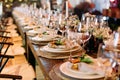 New year table decor restaurant festive party Royalty Free Stock Photo