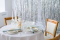 New year table decor in white and silver colors